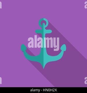 Anchor icon. Flat vector related icon with long shadow for web and mobile applications. It can be used as - logo, pictogram, icon, infographic element Stock Vector