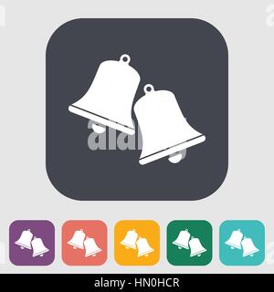 Christmas bell. Single flat icon on the button. Vector illustration. Stock Vector