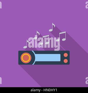 Car radio icon. Flat vector related icon with long shadow for web and mobile applications. It can be used as - logo, pictogram, icon, infographic elem Stock Vector