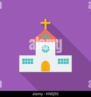Church icon. Flat vector related icon with long shadow for web and mobile applications. It can be used as - logo, pictogram, icon, infographic element Stock Vector