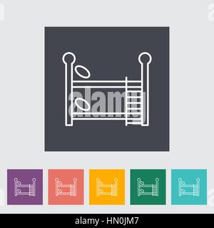 Bunk bed thin line flat vector related icon set for web and mobile applications. It can be used as - pictogram, icon, infographic element. Vector Illu Stock Vector