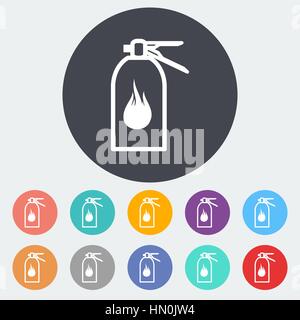 Fire extinguisher. Single flat icon on the circle. Vector illustration. Stock Vector