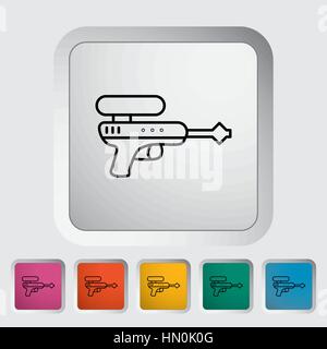 Gun toy thin line flat vector related icon set for web and mobile applications. It can be used as - pictogram, icon, infographic element. Vector Illus Stock Vector