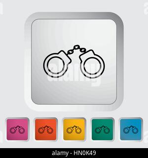 Handcuffs. Outline icon on the button. Vector illustration. Stock Vector