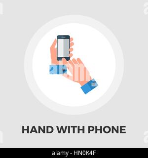 Hands holding Mobile phone icon vector. Flat icon isolated on the white background. Editable EPS file. Vector illustration. Stock Vector