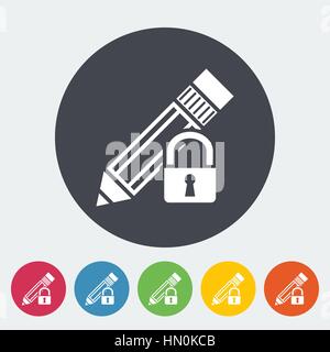 Lock for editing. Single flat icon on the circle. Vector illustration. Stock Vector