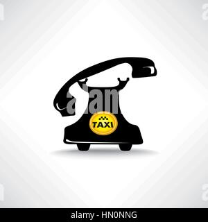 Taxi sign. Call taxi icon. Retro phone with circle taxi emblem Stock Vector