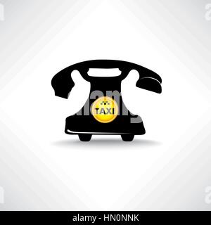 Taxi sign. Call taxi icon. Retro phone with circle taxi emblem Stock Vector
