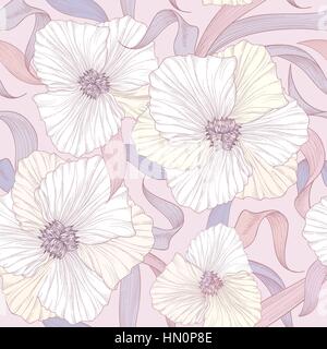 Floral seamless pattern. Flower background. Floral seamless texture with flowers. Flourish tiled wallpaper Stock Vector