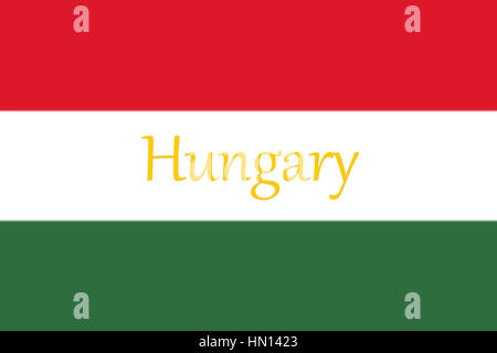 Hungarian National Flag With Hungary Written On It 3D illustration Stock Photo