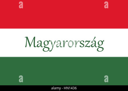 Hungarian National Flag With Hungary Written On It 3D illustration Stock Photo