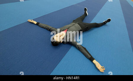 High jumper Isobel Pooley pictured at the NIA in Birmingham. Isobel was inspecting the new infield area being constructed. Stock Photo