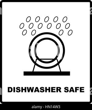 Dishwasher safe symbol isolated. Dishwasher safe sign isolated, vector illustration. Symbol for use in package layout design. For use on cardboard box Stock Vector