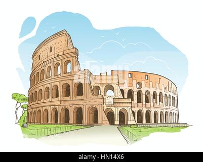 Sketch of the Colosseum, Rome Stock Vector