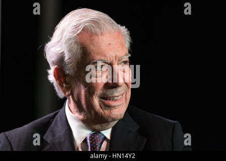 Buenos Aires, Argentina - May 6, 2016: Nobel Laureate in Literature Mario Vargas Llosa during the presentation of his book Cinco esquinas as part of B Stock Photo