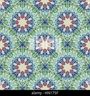 Abstract flourish seamless pattern Floral multicolor mandala ornamental texture. Stylish abstract ornamental lace background Stock Vector