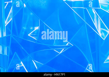 Abstract lines and figures made of blue glass or plastic pieces. Just an ornament or pattern for any purpose Stock Photo