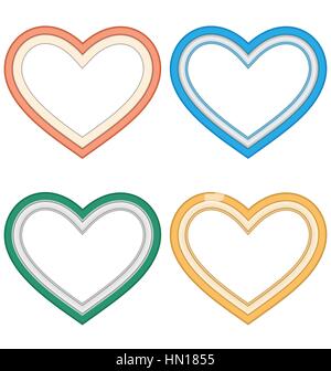 Four hearts love frames isolated on white Stock Vector