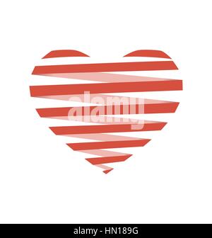 Red origami heart on white background. Vector Illustration. Abstract ...