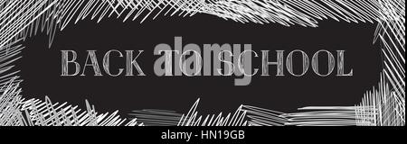 Back to school. Chalkboard horizontal background. Hand drawn message written over blackboard. Vector. Stock Vector