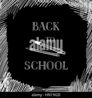 Back to school. Chalkboard background. Hand drawn message written over blackboard. Vector. Stock Vector