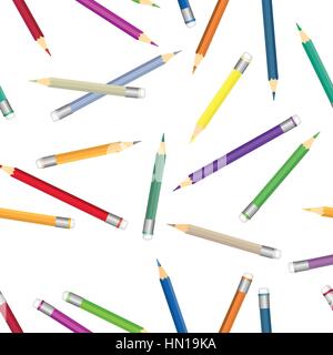 Colorful pencils pattern. Seamless texture with multicolored pencils. Kid art lab tiled background Stock Vector