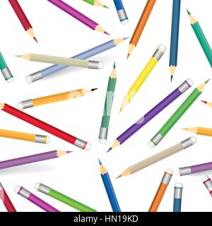 Colorful pencils pattern. Seamless texture with multicolored pencils. Kid art lab tiled background Stock Vector
