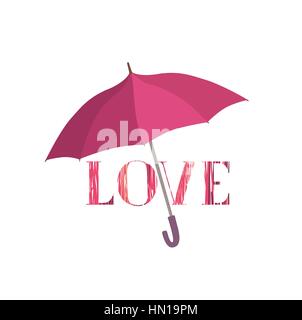 Love sign over umbrella protection. Love icon isolated over white background. Valentine's day greeting card design Stock Vector