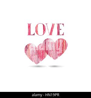 Valentine's day card with heart of colored pencils Stock Vector