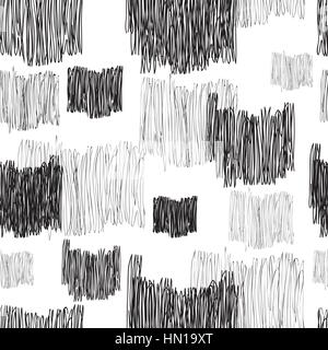 Abstract geometric seamless pattern. Black and white pencil drawing line texture Stylish abstract ornamental  stripped background Stock Vector
