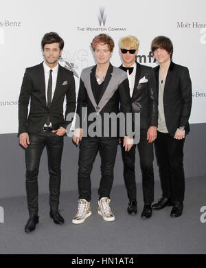 Ian Keaggy, Nash Overstreet, Ryan Follese and Jamie Follese of Hot Chelle Rae arrive at the amfAR's 20th Cinema Against AIDS Gala on May 23, 2013, in Antibes, France. Photo by Francis Specker Stock Photo