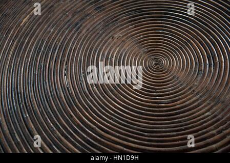 Abstract view of circular spiraling table top in Kampot, Cambodia Stock Photo