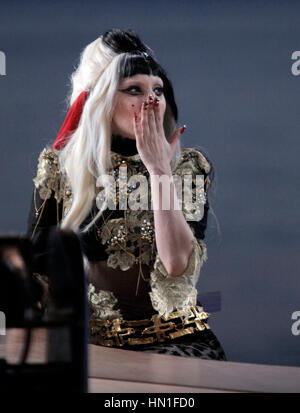 Lady Gaga during a television interview with French TV's Canal + Le Grand Journal at the Cannes Film Festival in Cannes, France  on May 11, 2011. Photo by Francis Specker Stock Photo