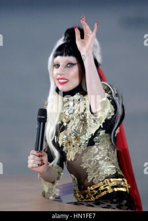 Lady Gaga during a television interview with French TV's Canal + Le Grand Journal at the Cannes Film Festival in Cannes, France  on May 11, 2011. Photo by Francis Specker Stock Photo