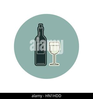 Wine bottle and glass Stock Vector