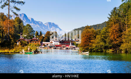 Konigsee Lake Village View from the Boat Stock Photo