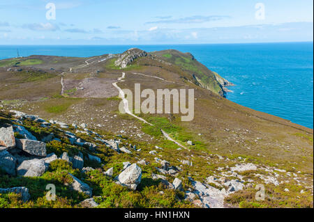 The coastline near Holyhead Mountain on Holy Island off the tip of Anglesey Stock Photo