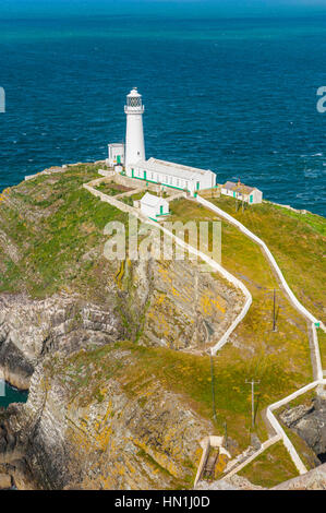 South Stack Lighthouse at the North west point of Holy Islane of Angelesy Wales Stock Photo