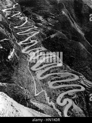 SECOND SINO-JAPANESE WAR (1937-1945)  The '24 Bends' section of road in Guizhou Province, China, over which western aid was carried. NB: sometimes mistaken for the Burma Road. Photo: USAAF Stock Photo