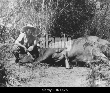 ERNEST HEMINGWAY (1899-1961) American writer and journalist in Kenya about 1954 Stock Photo