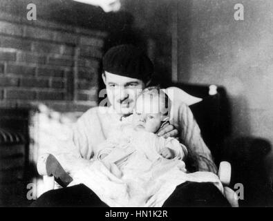 ERNEST HEMINGWAY (1899-1961) American writer and journalist with his second son Patrick about 1928. Stock Photo