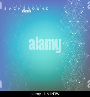 Geometric abstract background with connected line and dots. Structure molecule and communication. Scientific concept for your design. Medical, technology, science background. Vector illustration. Stock Vector