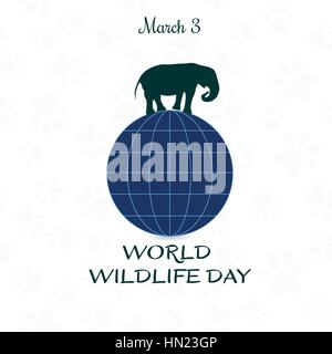 World Wildlife Day, March 3. Stock Vector