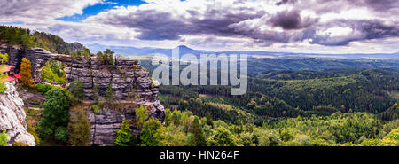 Pravcicka brana the largest natural sandstone arch in Europe in Czech Switzerland (Bohemian Switzerland or Ceske Svycarsko) Nati Stock Photo