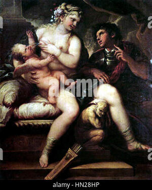 Luca Giordano - Venus, Cupid and Mars Stock Photo