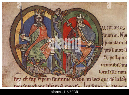 Malcolm IV, King of Scotland, charter to Kelso Abbey, 1159, initial Stock Photo