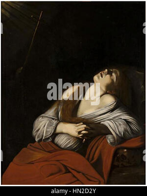 The painting 'Mary Magdalene in Ecstasy' by Caravaggio, created in 1606 ...