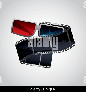 3d glasses and fil tape icon over white background. colorful design. vector illustration Stock Vector