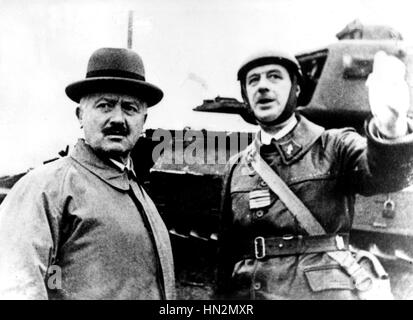Charles de Gaulle and Albert Lebrun September 10th 1939 France - World War 2 Paris. National Library Stock Photo