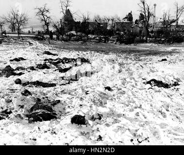 Massacre of American soldiers near Malmedy 1944 Belgium, Second World War war National archives, Washington Stock Photo